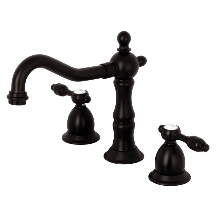 Kingston Heirloom KS1975TAL - Tudor Two-Handle 3-Hole Deck Mount Widespread Bathroom Faucet with Brass Pop-Up, Oil Rubbed Bronze