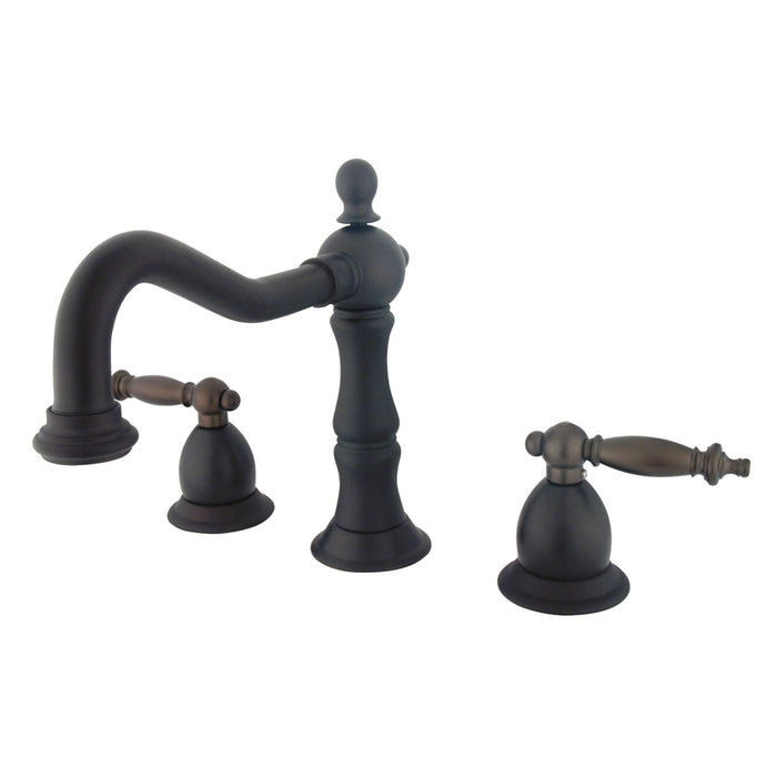 Kingston Heirloom KS1975TL - Heritage Two-Handle 3-Hole Deck Mount Widespread Bathroom Faucet with Brass Pop-Up, Oil Rubbed Bronze