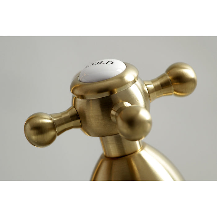 Kingston Heirloom KS1977BX - Heritage Two-Handle 3-Hole Deck Mount Widespread Bathroom Faucet with Brass Pop-Up, Brushed Brass