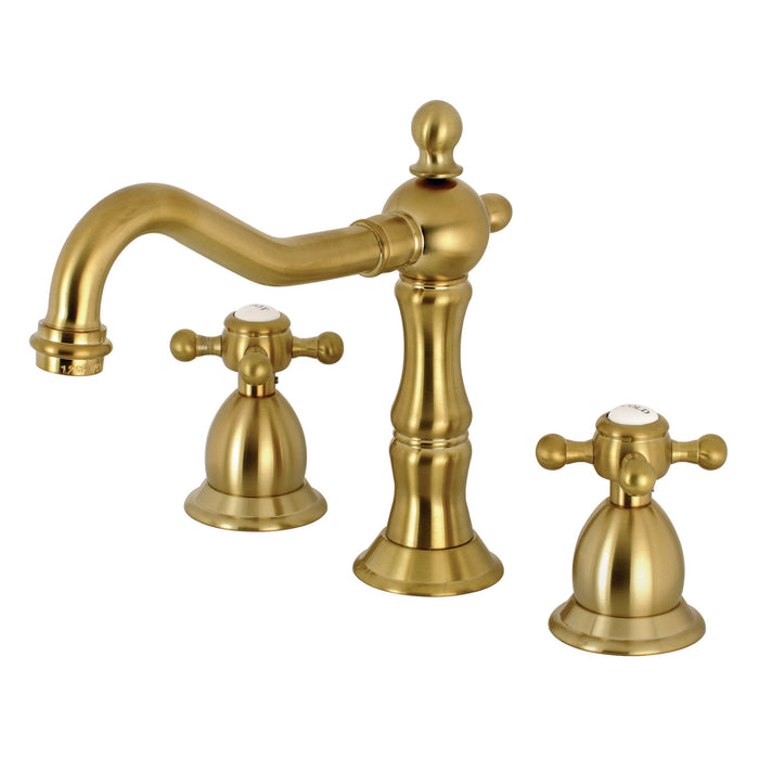 Kingston Heirloom KS1977BX - Heritage Two-Handle 3-Hole Deck Mount Widespread Bathroom Faucet with Brass Pop-Up, Brushed Brass