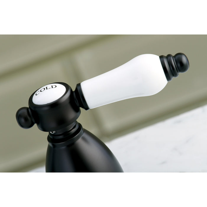 Kingston Heirloom KS1995BPL - Bel-Air Two-Handle 3-Hole Deck Mount Widespread Bathroom Faucet with Brass Pop-Up, Oil Rubbed Bronze