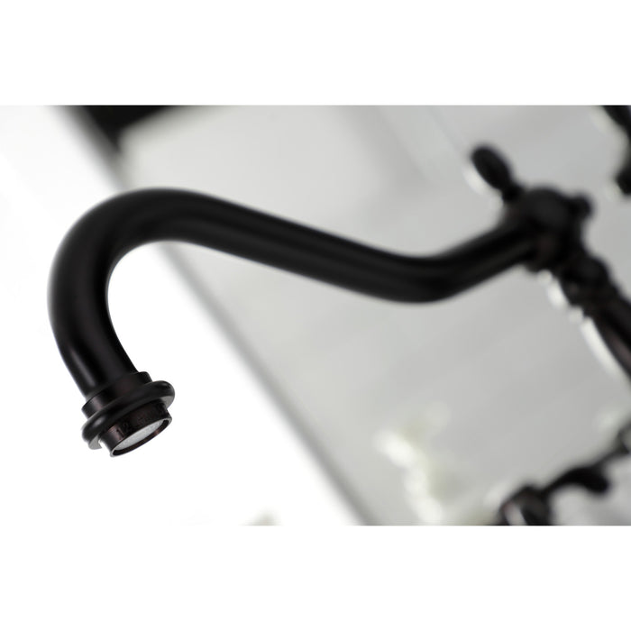 Kingston Heirloom KS1995TX - French Country Two-Handle 3-Hole Deck Mount Widespread Bathroom Faucet with Brass Pop-Up, Oil Rubbed Bronze