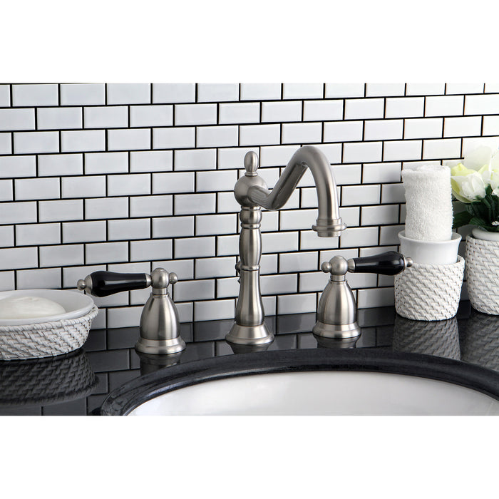 Kingston Heirloom KS1998PKL - Duchess Two-Handle 3-Hole Deck Mount Widespread Bathroom Faucet with Brass Pop-Up, Brushed Nickel