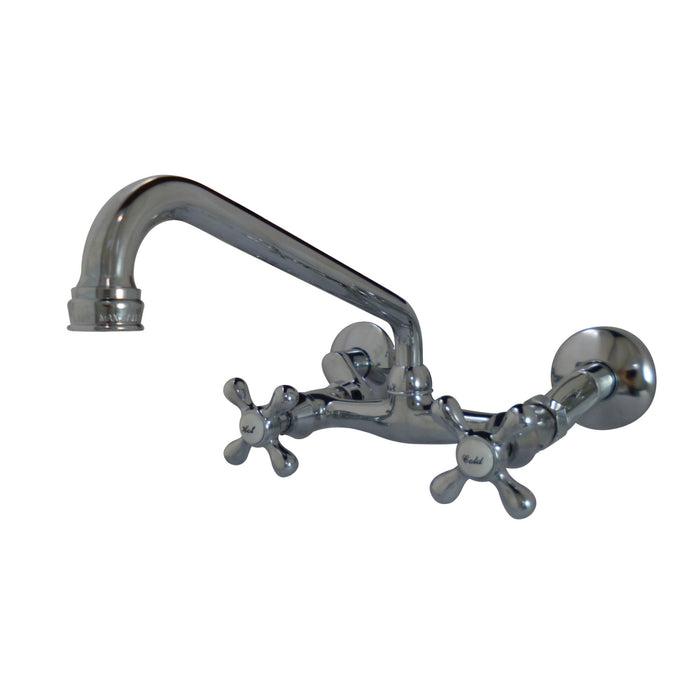 Kingston Heirloom KS200C - Kingston Two-Handle 2-Hole Wall Mount Bridge Kitchen Faucet, Polished Chrome