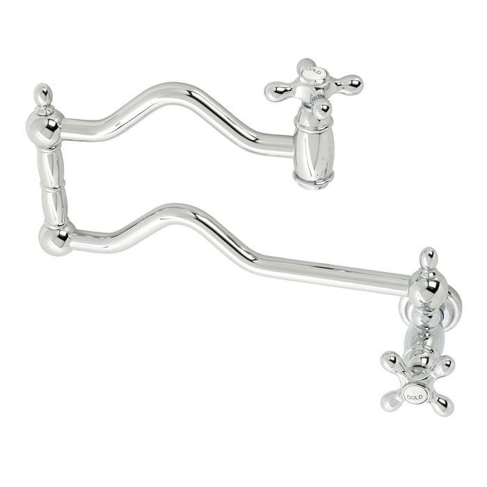 Heritage KS2101AX Two-Handle 1-Hole Wall Mount Pot Filler Faucet, Polished Chrome