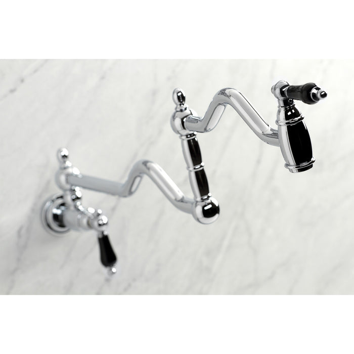 Kingston Heirloom KS2101PKL - Duchess Two-Handle 1-Hole Wall Mount Pot Filler Faucet, Polished Chrome