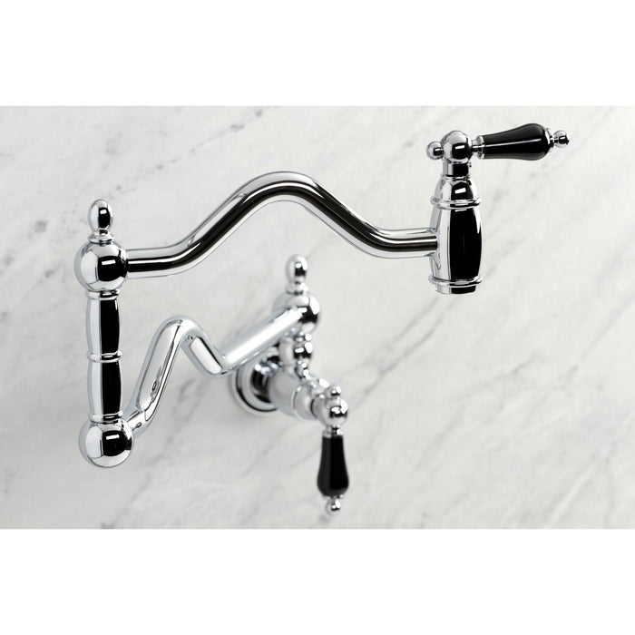 Kingston Heirloom KS2101PKL - Duchess Two-Handle 1-Hole Wall Mount Pot Filler Faucet, Polished Chrome