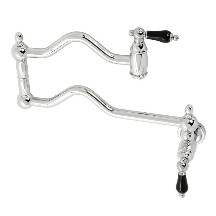 Kingston Heirloom KS2101PKL - Duchess Two-Handle 1-Hole Wall Mount Pot Filler Faucet, Polished Chrome