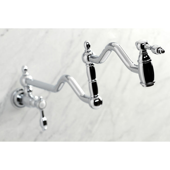 Kingston Heirloom KS2101TAL - Tudor Two-Handle 1-Hole Wall Mount Pot Filler Faucet, Polished Chrome