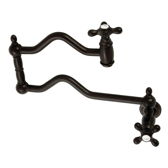 Heritage KS2105AX Two-Handle 1-Hole Wall Mount Pot Filler Faucet, Oil Rubbed Bronze