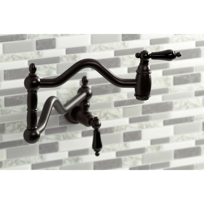 Kingston Heirloom KS2105PKL - Duchess Two-Handle 1-Hole Wall Mount Pot Filler Faucet, Oil Rubbed Bronze