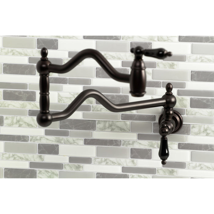 Kingston Heirloom KS2105PKL - Duchess Two-Handle 1-Hole Wall Mount Pot Filler Faucet, Oil Rubbed Bronze