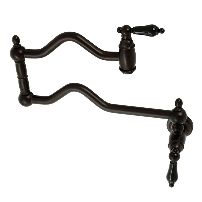 Kingston Heirloom KS2105PKL - Duchess Two-Handle 1-Hole Wall Mount Pot Filler Faucet, Oil Rubbed Bronze
