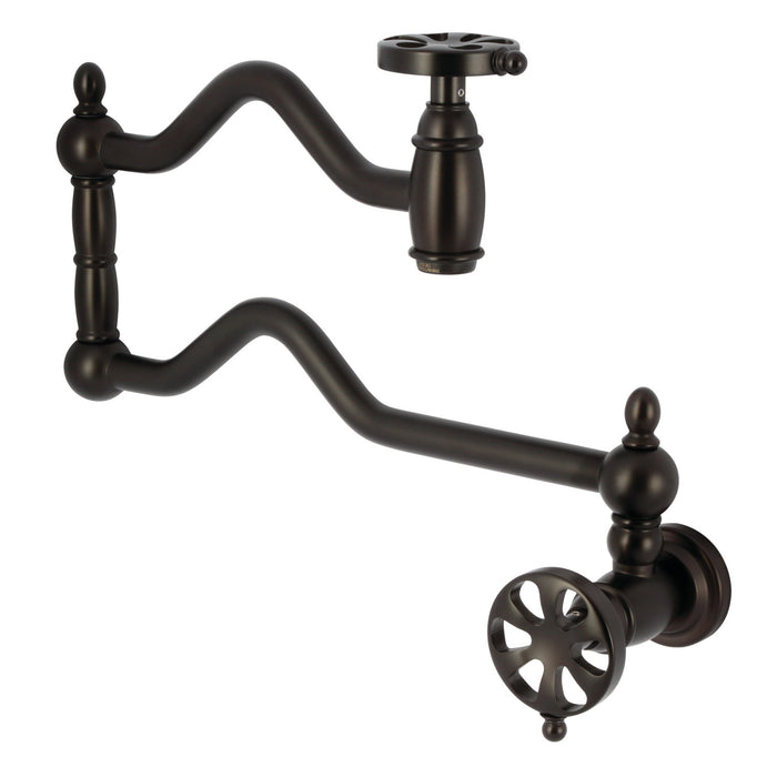 Kingston Tulare KS2105RX - Belknap Two-Handle 1-Hole Wall Mount Pot Filler Faucet, Oil Rubbed Bronze
