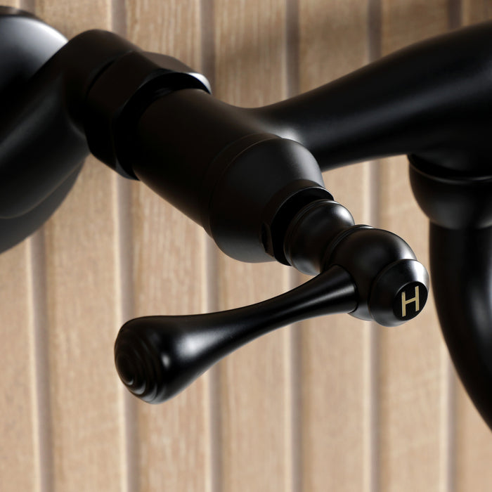 Kingston Tulare KS2110BL - Kingston Double-Handle 2-Hole Wall Mount Bathroom Faucet, Matte Black