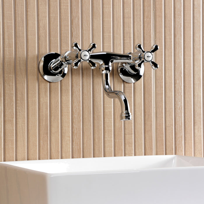 Kingston Heirloom KS2111AX - Kingston Double-Handle 2-Hole Wall Mount Bathroom Faucet, Polished Chrome
