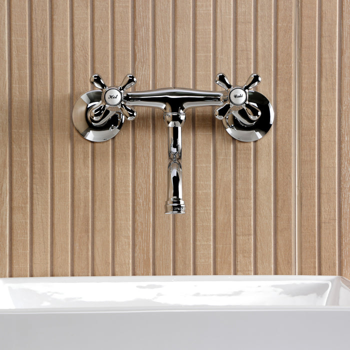 Kingston Heirloom KS2111AX - Kingston Double-Handle 2-Hole Wall Mount Bathroom Faucet, Polished Chrome