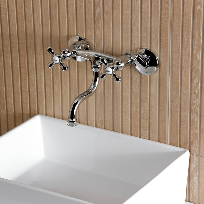 Kingston Heirloom KS2111AX - Kingston Double-Handle 2-Hole Wall Mount Bathroom Faucet, Polished Chrome