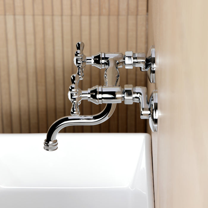 Kingston Heirloom KS2111AX - Kingston Double-Handle 2-Hole Wall Mount Bathroom Faucet, Polished Chrome