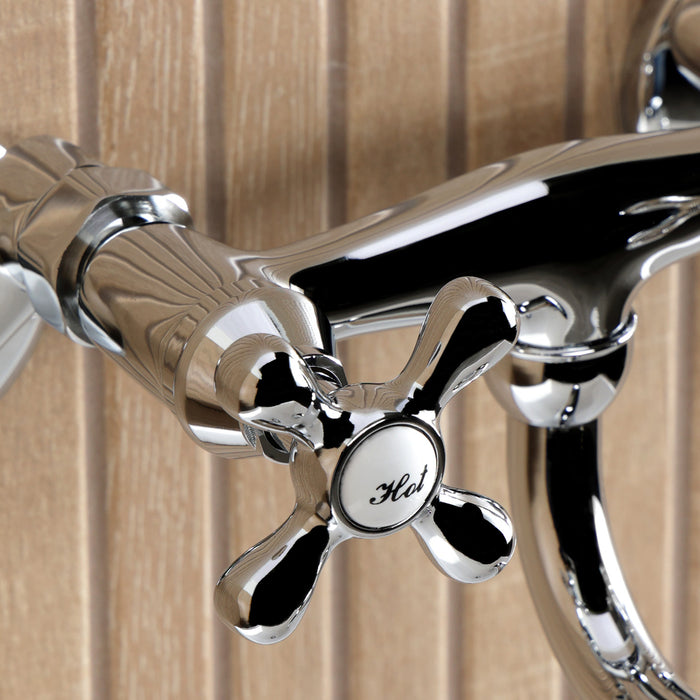 Kingston Heirloom KS2111AX - Kingston Double-Handle 2-Hole Wall Mount Bathroom Faucet, Polished Chrome