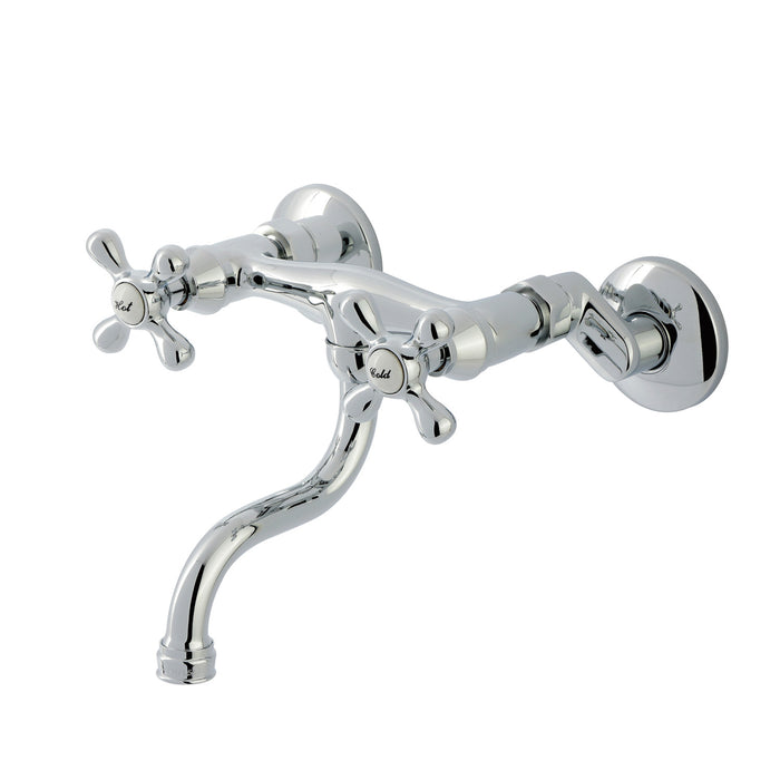Kingston Heirloom KS2111AX - Kingston Double-Handle 2-Hole Wall Mount Bathroom Faucet, Polished Chrome