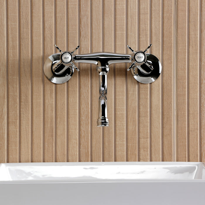Kingston Heirloom KS2111BEX - Essex Double-Handle 2-Hole Wall Mount Bathroom Faucet, Polished Chrome