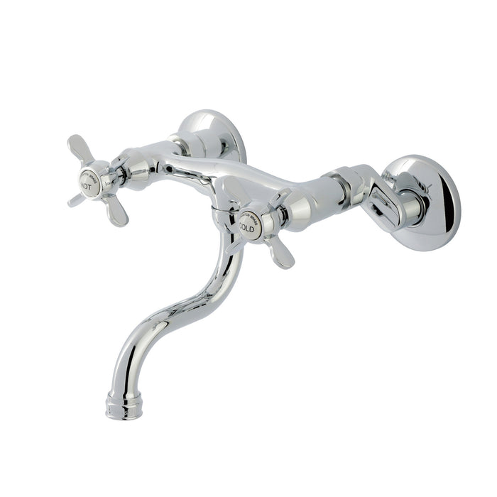 Kingston Heirloom KS2111BEX - Essex Double-Handle 2-Hole Wall Mount Bathroom Faucet, Polished Chrome
