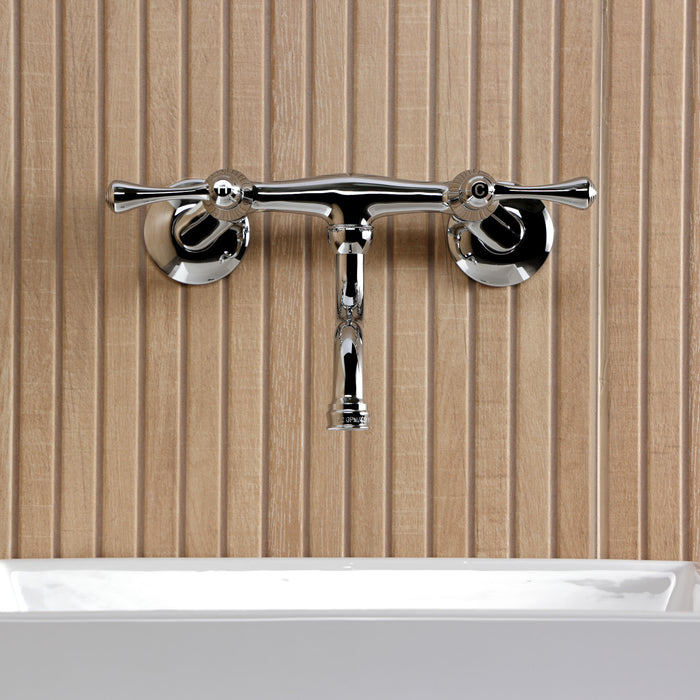 Kingston Tulare KS2111BL - Kingston Double-Handle 2-Hole Wall Mount Bathroom Faucet, Polished Chrome