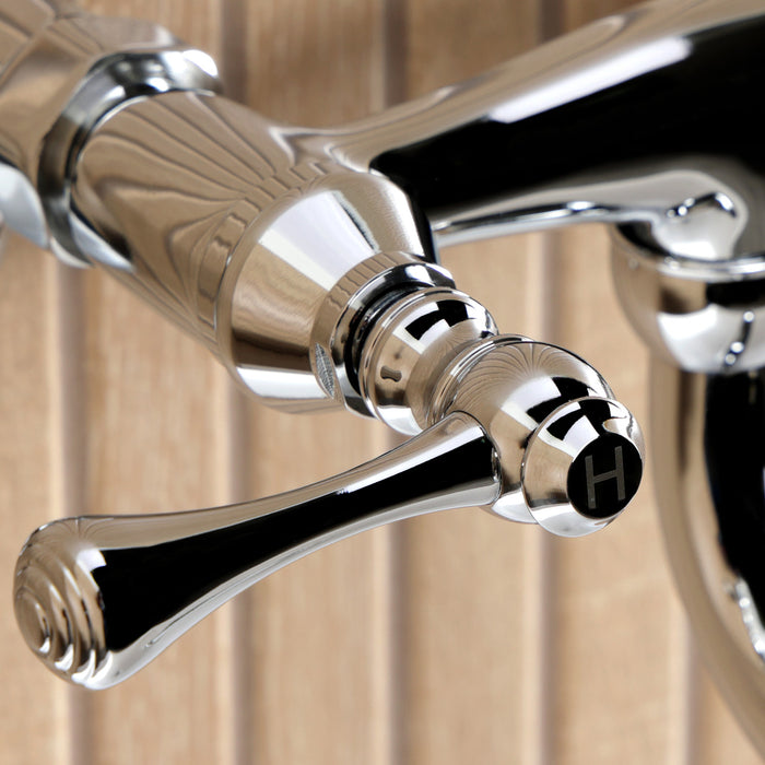 Kingston Tulare KS2111BL - Kingston Double-Handle 2-Hole Wall Mount Bathroom Faucet, Polished Chrome