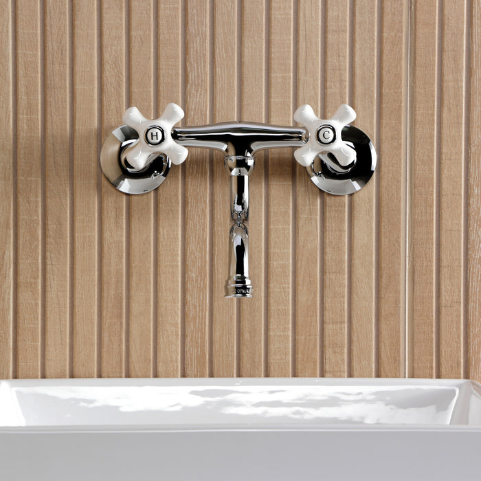 Kingston Heirloom KS2111PX - Kingston Double-Handle 2-Hole Wall Mount Bathroom Faucet, Polished Chrome
