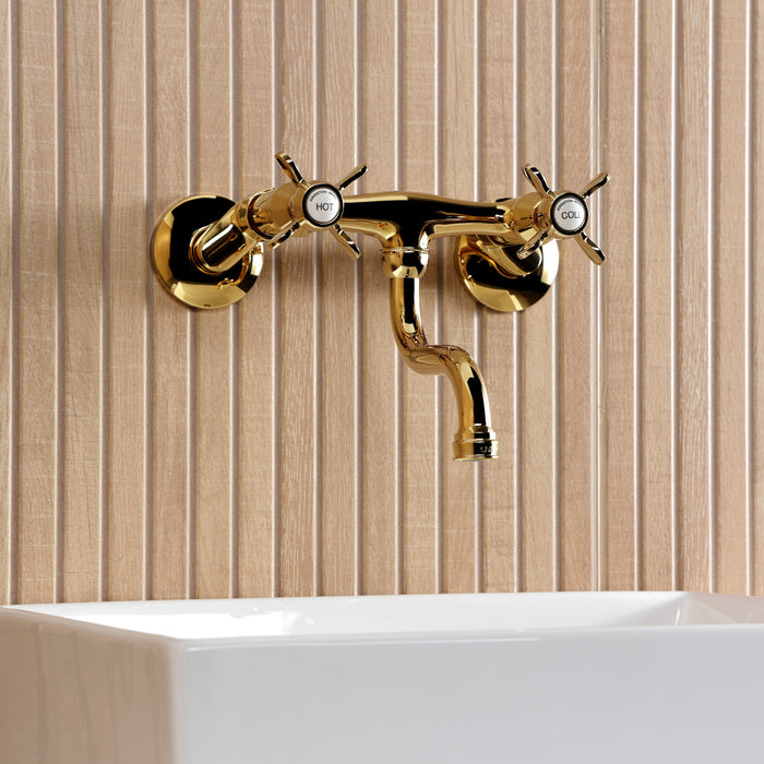 Essex KS2112BEX Double-Handle 2-Hole Wall Mount Bathroom Faucet, Polished Brass