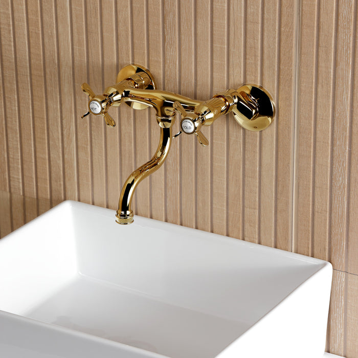 Essex KS2112BEX Double-Handle 2-Hole Wall Mount Bathroom Faucet, Polished Brass