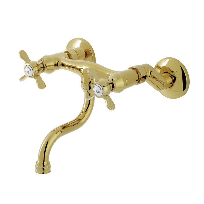 Essex KS2112BEX Double-Handle 2-Hole Wall Mount Bathroom Faucet, Polished Brass