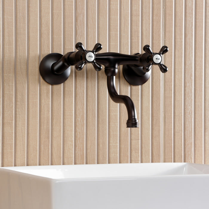 Kingston KS2115AX Double-Handle 2-Hole Wall Mount Bathroom Faucet, Oil Rubbed Bronze