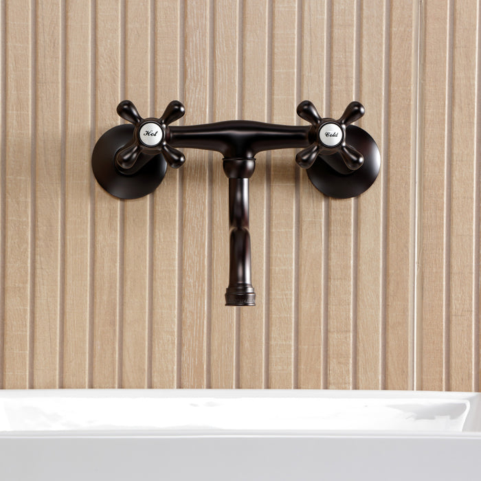 Kingston KS2115AX Double-Handle 2-Hole Wall Mount Bathroom Faucet, Oil Rubbed Bronze