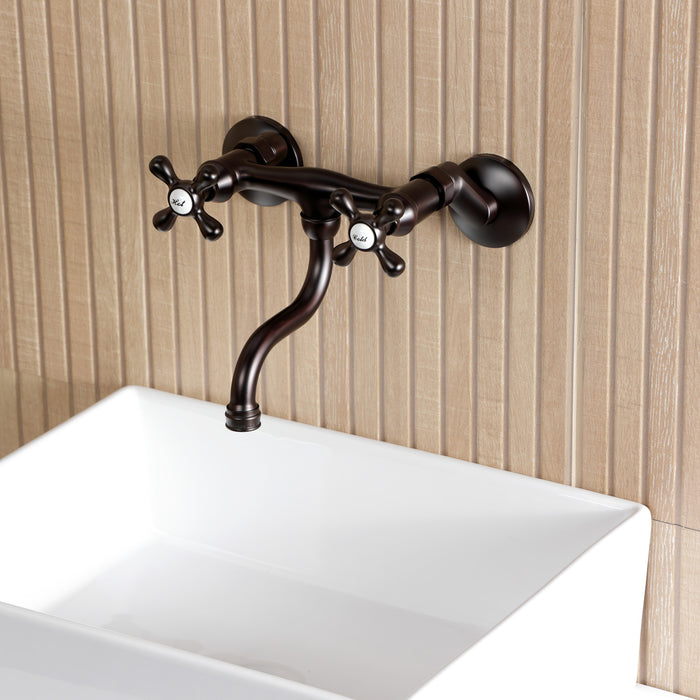 Kingston KS2115AX Double-Handle 2-Hole Wall Mount Bathroom Faucet, Oil Rubbed Bronze