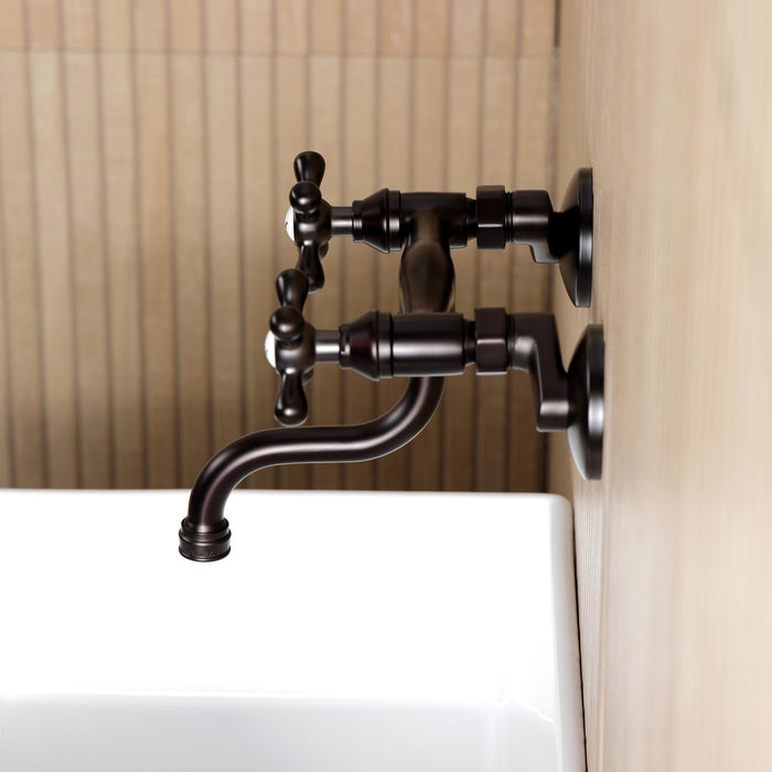 Kingston Heirloom KS2115AX - Kingston Double-Handle 2-Hole Wall Mount Bathroom Faucet, Oil Rubbed Bronze