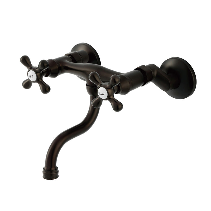 Kingston KS2115AX Double-Handle 2-Hole Wall Mount Bathroom Faucet, Oil Rubbed Bronze