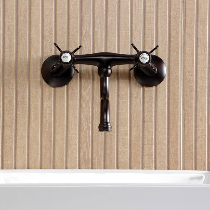 Kingston Heirloom KS2115BEX - Essex Double-Handle 2-Hole Wall Mount Bathroom Faucet, Oil Rubbed Bronze