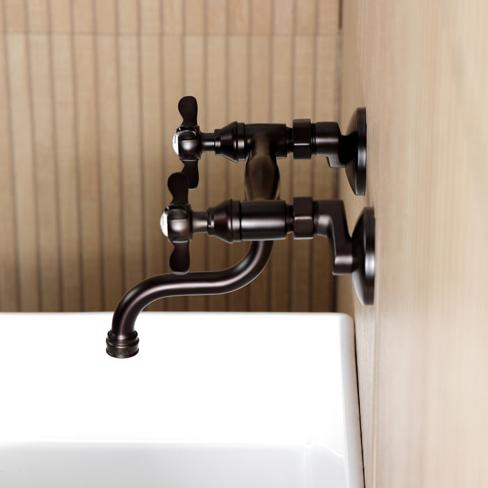 Kingston Heirloom KS2115BEX - Essex Double-Handle 2-Hole Wall Mount Bathroom Faucet, Oil Rubbed Bronze