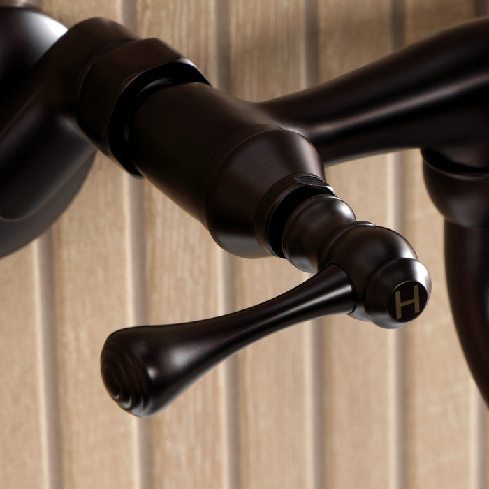 Kingston Tulare KS2115BL - Kingston Double-Handle 2-Hole Wall Mount Bathroom Faucet, Oil Rubbed Bronze