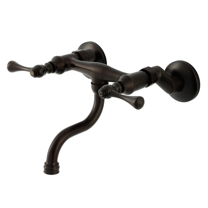 Kingston Tulare KS2115BL - Kingston Double-Handle 2-Hole Wall Mount Bathroom Faucet, Oil Rubbed Bronze