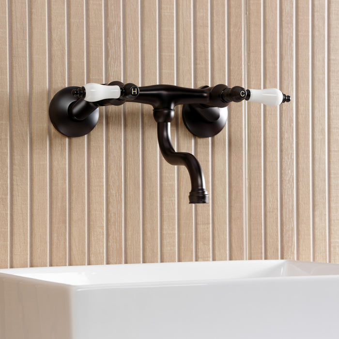 Kingston Heirloom KS2115PL - Kingston Double-Handle 2-Hole Wall Mount Bathroom Faucet, Oil Rubbed Bronze