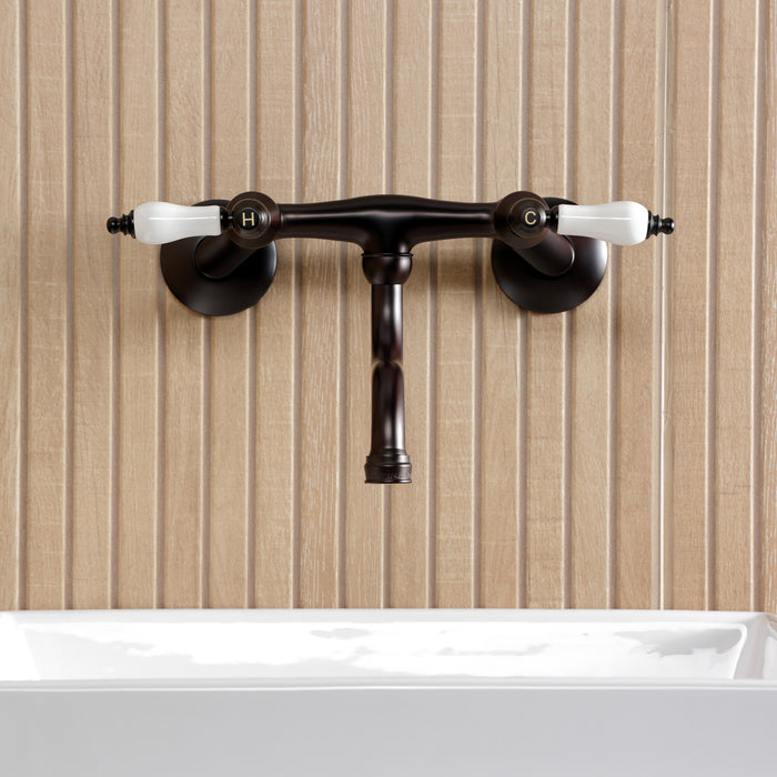 Kingston Heirloom KS2115PL - Kingston Double-Handle 2-Hole Wall Mount Bathroom Faucet, Oil Rubbed Bronze
