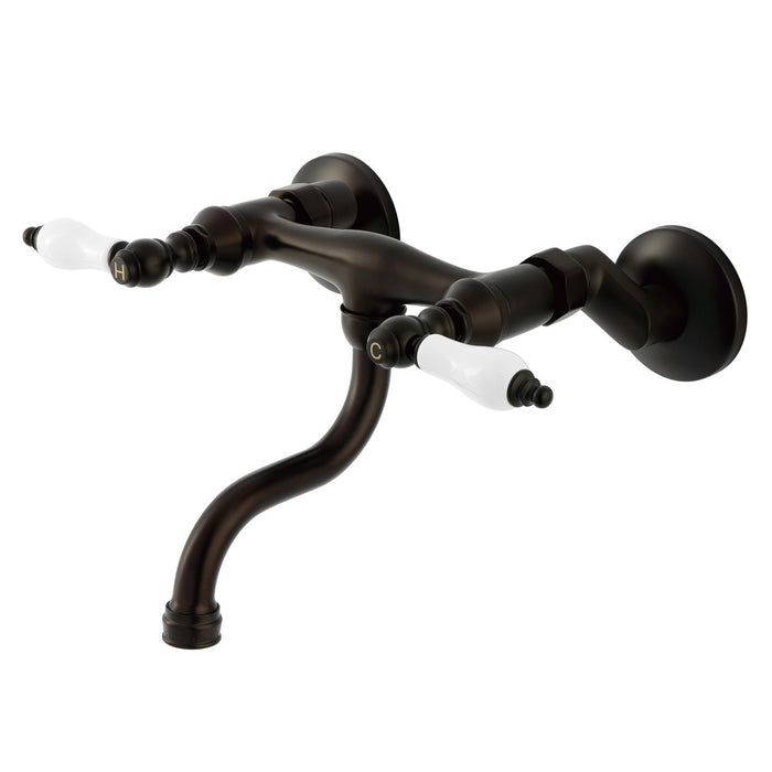 Kingston Heirloom KS2115PL - Kingston Double-Handle 2-Hole Wall Mount Bathroom Faucet, Oil Rubbed Bronze