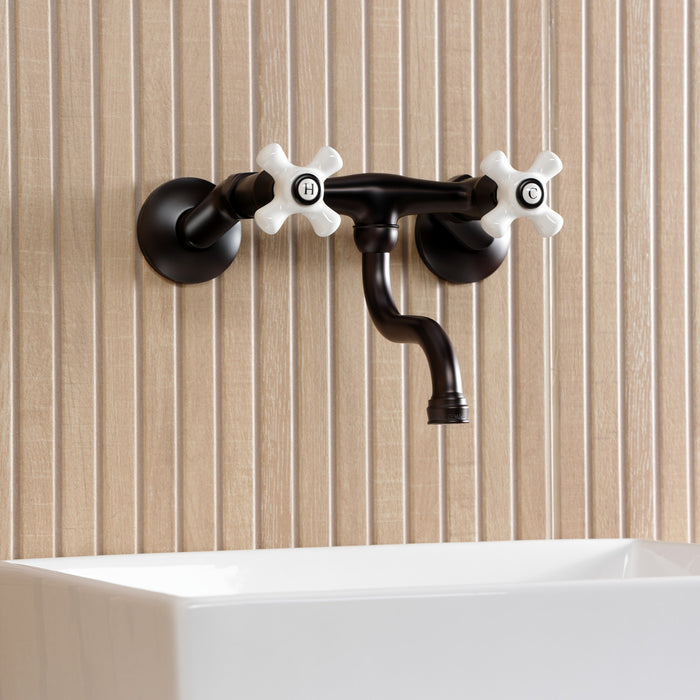 Kingston Heirloom KS2115PX - Kingston Double-Handle 2-Hole Wall Mount Bathroom Faucet, Oil Rubbed Bronze