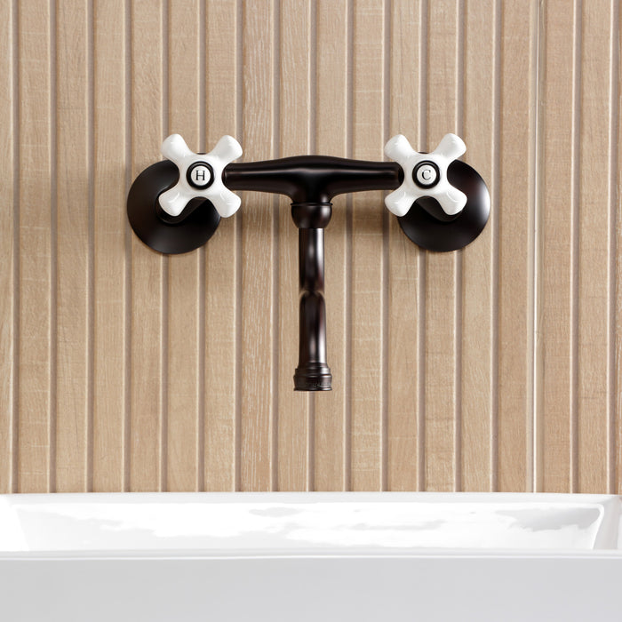 Kingston Heirloom KS2115PX - Kingston Double-Handle 2-Hole Wall Mount Bathroom Faucet, Oil Rubbed Bronze