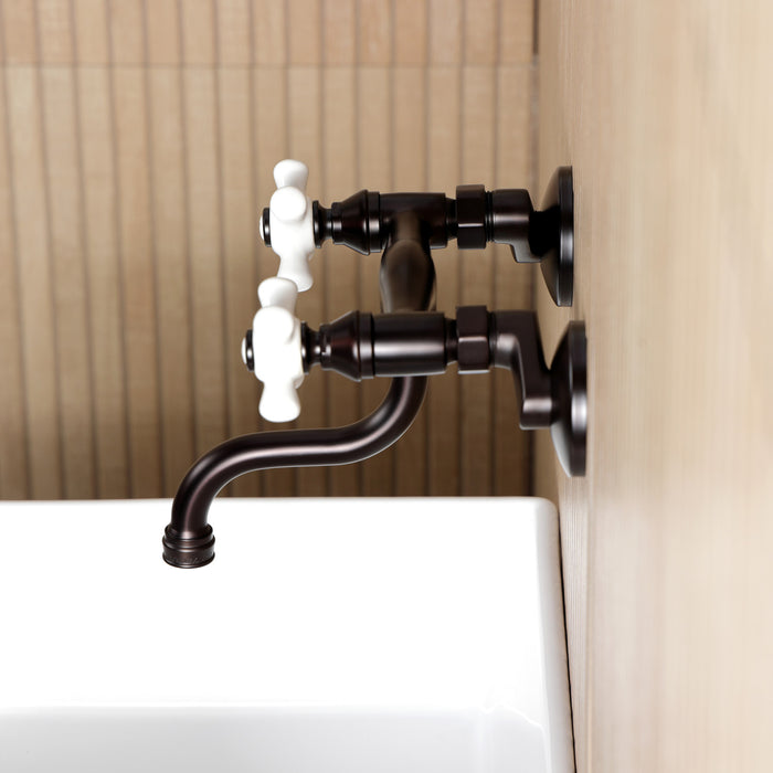 Kingston Heirloom KS2115PX - Kingston Double-Handle 2-Hole Wall Mount Bathroom Faucet, Oil Rubbed Bronze