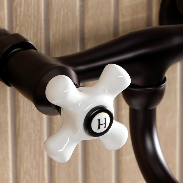 Kingston Heirloom KS2115PX - Kingston Double-Handle 2-Hole Wall Mount Bathroom Faucet, Oil Rubbed Bronze