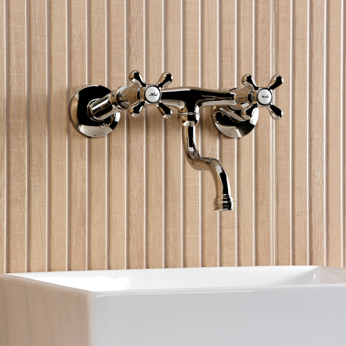 Kingston Heirloom KS2116AX - Kingston Double-Handle 2-Hole Wall Mount Bathroom Faucet, Polished Nickel